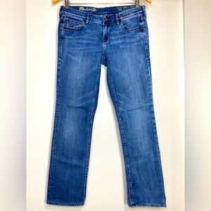 Madewell Rail Straight Light Blue Distressed Denim Low Rise Women’s Jeans, 27